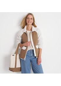 LANDS' END Steppjacke mit Teddy-&Auml;rmeln f&uuml;r Damen, Damen, size: regular, Elfenbein, Polyester, by Lands' End