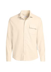 LANDS' END Jacquard-Shirt mit V-Ausschnitt, Herren, size: regular, Elfenbein, Elasthan/Baumwoll-Mischung/Polyester-Mischung, by Lands' End
