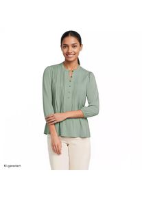 LANDS' END Baumwolle/Modal-Biesenshirt mit 3/4-&Auml;rmeln f&uuml;r Damen, Damen, size: regular, Gr&uuml;n, Elasthan/Baumwoll-Mischung/Synthetic-blend, by Lands' End