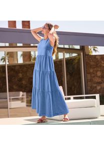 LANDS' END Maxi-Baumwollkleid aus Flammgarn f&uuml;r Damen, Damen, size: regular, Blau, Baumwolle, by Lands' End