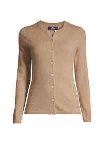 LANDS' END Kaschmir-Cardigan mit rundem Ausschnitt, Damen, size: regular, Braun, Kaschmir, by Lands' End
