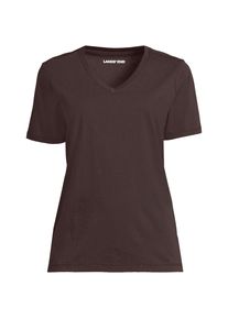 LANDS' END Supima Kurzarm-Shirt mit V-Ausschnitt f&uuml;r Damen, Damen, size: regular, Braun, Baumwolle, by Lands' End