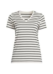LANDS' END Supima Kurzarm-Shirt mit V-Ausschnitt f&uuml;r Damen, Damen, size: regular, Elfenbein, Baumwolle, by Lands' End