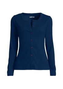 LANDS' END Rippshirt mit durchgehender Knopfreihe f&uuml;r Damen in Plus-Gr&ouml;&szlig;e, Damen, size: plus, Blau, Elasthan/Baumwoll-Mischung, by Lands' End