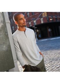 LANDS' END Super-T Langarm-Henleyshirt f&uuml;r Herren, Classic Fit, Herren, size: regular, Grau, Baumwolle, by Lands' End