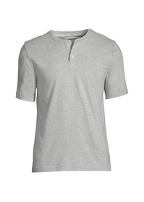 LANDS' END Kurzarm-Super-T Henleyshirt f&uuml;r Herren, Herren, size: regular, Grau, Baumwolle, by Lands' End