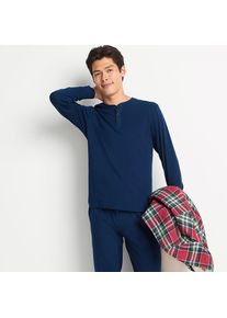 LANDS' END Henley-Schlafshirt f&uuml;r Herren, Herren, size: regular, Blau, Baumwolle, by Lands' End