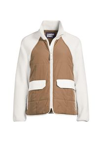 LANDS' END Steppjacke mit Teddy-&Auml;rmeln f&uuml;r Damen in Plus-Gr&ouml;&szlig;e, Damen, size: plus, Elfenbein, Polyester, by Lands' End