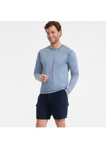 LANDS' END Schnelltrocknende UPF 50 Cargo-Badeshorts f&uuml;r Herren, 18 cm, Herren, size: regular, Blau, Elasthan/Polyester-Mischung, by Lands' End