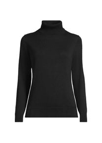 LANDS' END Feinstrick-Rollkragenpullover aus Baumwolle f&uuml;r Damen, Damen, size: regular, Schwarz, Baumwolle, by Lands' End