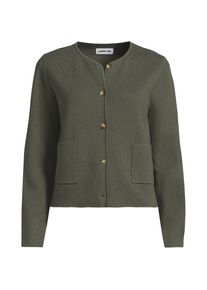 LANDS' END Kragenloser Feinstrick-Blazer f&uuml;r Damen in Petite-Gr&ouml;&szlig;e, Damen, size: petite, Gr&uuml;n, Baumwolle, by Lands' End