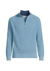 LANDS' END DRIFTER Pullover mit Rei&szlig;verschluss, Herren, size: regular, Blau, Baumwolle, by Lands' End