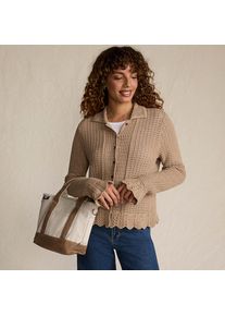 LANDS' END Cardigan in H&auml;kel-Optik f&uuml;r Damen in Petite-Gr&ouml;&szlig;e, Damen, size: petite, Braun, by Lands' End