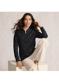 LANDS' END Anyweather Fleece-Pullover mit Rei&szlig;verschluss f&uuml;r Damen, Damen, size: regular, Schwarz, Polyester, by Lands' End