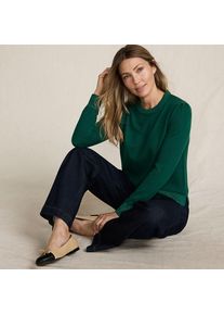 LANDS' END Merino-Pullover mit Lurex-Ausschnitt f&uuml;r Damen, Damen, size: regular, Gr&uuml;n, Wolle, by Lands' End
