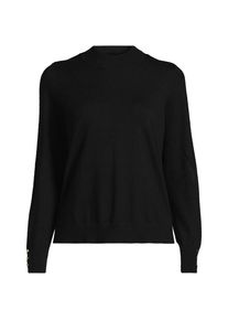 LANDS' END Stehkragenpullover mit &Auml;rmelkn&ouml;pfen f&uuml;r Damen, Damen, size: regular, Schwarz, Polyester/Nylon/Viskose, by Lands' End