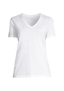 LANDS' END Supima Kurzarm-Shirt mit V-Ausschnitt f&uuml;r Damen in Petite-Gr&ouml;&szlig;e, Damen, size: petite, Wei&szlig;, Baumwolle, by Lands' End