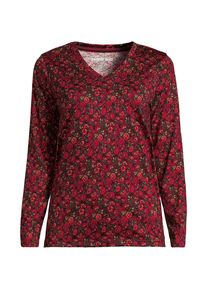 LANDS' END Supima&reg; Langarm-Shirt mit V-Ausschnitt f&uuml;r Damen, Damen, size: regular, Rot, Baumwolle, by Lands' End