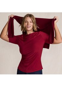 LANDS' END Silk Knit Gerafftes Shirt mit ellbogenlangen &Auml;rmeln in Plus-Gr&ouml;&szlig;e f&uuml;r Damen, Damen, size: plus, Rot, Polyester-Mischung, by Lands' End