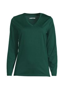 LANDS' END Supima&reg; Langarm-Shirt mit V-Ausschnitt f&uuml;r Damen, Damen, size: regular, Gr&uuml;n, Baumwolle, by Lands' End