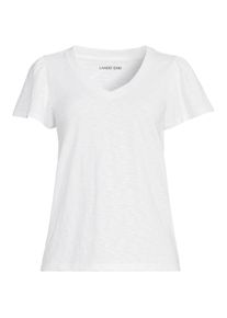 LANDS' END Shirt mit kurzen Flatter&auml;rmeln und V-Ausschnitt in Plus-Gr&ouml;&szlig;e f&uuml;r Damen, Damen, size: plus, Wei&szlig;, Baumwolle, by Lands' End