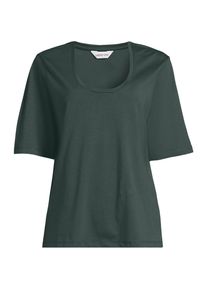 LANDS' END Supima-Shirt mit tiefem Rundausschnitt in Petite-Gr&ouml;&szlig;e, Damen, size: petite, Gr&uuml;n, Baumwolle, by Lands' End