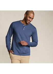 LANDS' END Super-T Langarm-Henleyshirt f&uuml;r Herren, Classic Fit, Herren, size: regular, Blau, Baumwolle, by Lands' End