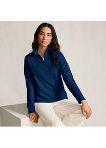 LANDS' END Anyweather Fleece-Pullover mit Rei&szlig;verschluss f&uuml;r Damen, Damen, size: regular, Blau, Polyester, by Lands' End
