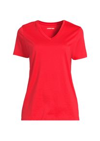 LANDS' END Supima Kurzarm-Shirt mit V-Ausschnitt f&uuml;r Damen in Petite-Gr&ouml;&szlig;e, Damen, size: petite, Rot, Baumwolle, by Lands' End
