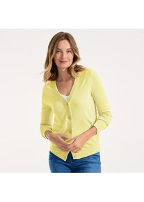 LANDS' END CashTouch Cardigan mit V-Ausschnitt f&uuml;r Damen in Petite-Gr&ouml;&szlig;e, Damen, size: petite, Gelb, Polyacryl, by Lands' End