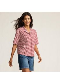 LANDS' END Gingham-Bluse mit kurzen &Auml;rmeln f&uuml;r Damen in Petite-Gr&ouml;&szlig;e, Damen, size: petite, Rot, Baumwolle/Polyester/Polyester-Mischung, by Lands' End