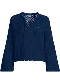 LANDS' END Baumwollpullover mit Ajourmuster f&uuml;r Damen, Damen, size: regular, Blau, Baumwoll-Mischung/Polyester-Mischung, by Lands' End