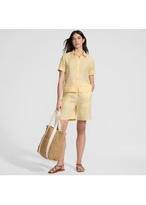 LANDS' END Premium Reinleinen-Hemd mit kurzen &Auml;rmeln f&uuml;r Damen, Damen, size: regular, Gelb, Leinen, by Lands' End