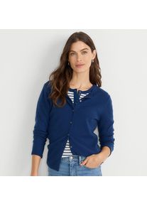 LANDS' END Kaschmir-Cardigan mit rundem Ausschnitt, Damen, size: regular, Blau, Kaschmir, by Lands' End