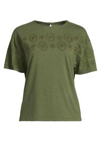 LANDS' END Flammgarn-Shirt mit Stickereien f&uuml;r Damen, Damen, size: regular, Gr&uuml;n, Baumwolle, by Lands' End
