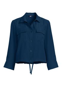LANDS' END Verk&uuml;rztes Twillhemd mit Kordelzug f&uuml;r Damen, Damen, size: regular, Blau, Polyester/Viskose, by Lands' End