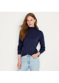 LANDS' END Feinstrick-Rollkragenpullover aus Baumwolle f&uuml;r Damen, Damen, size: regular, Blau, Baumwolle, by Lands' End