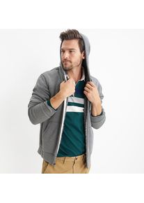 LANDS' END Sweat-Kapuzenjacke mit Teddyfleece-Innenseite f&uuml;r Herren, Herren, size: regular, Grau, Elasthan/Baumwoll-Mischung, by Lands' End