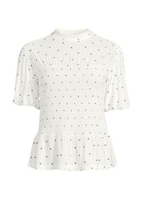 LANDS' END Silk Knit Smok-Shirt mit kurzen &Auml;rmeln f&uuml;r Damen in Plus-Gr&ouml;&szlig;e, Damen, size: plus, Elfenbein, Polyester-Mischung, by Lands' End