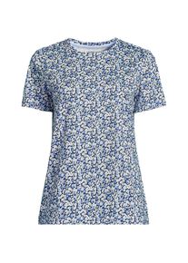 LANDS' END Supima Kurzarm-Shirt mit rundem Ausschnitt f&uuml;r Damen in Petite-Gr&ouml;&szlig;e, Damen, size: petite, Blau, Baumwolle, by Lands' End