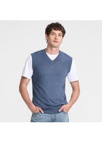 LANDS' END CashTouch Feinstrick-Pullunder f&uuml;r Herren, Herren, size: regular, Blau, Polyester, by Lands' End