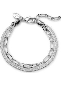 LANDS' END Wasserfestes Doppelkettenarmband f&uuml;r Damen, Damen, size: regular, Grau, by Lands' End