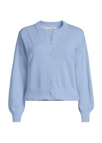 LANDS' END Kurzer Feinstrick-Cardigan aus Baumwolle f&uuml;r Damen in Plus-Gr&ouml;&szlig;e, Damen, size: plus, Blau, Baumwolle, by Lands' End