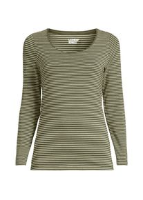 LANDS' END Baumwolle/Modal-Shirt mit Ballett-Ausschnitt f&uuml;r Damen in Petite-Gr&ouml;&szlig;e, Damen, size: petite, Gr&uuml;n, Baumwolle Modal, by Lands' End