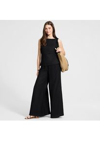 LANDS' END Premium Reinleinen-Palazzohose f&uuml;r Damen in Petite-Gr&ouml;&szlig;e, Damen, size: petite, Schwarz, Leinen, by Lands' End