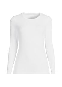 LANDS' END Langarmshirt aus mikrofeinem Baumwollripp f&uuml;r Damen in Plus-Gr&ouml;&szlig;e, Damen, size: plus, Wei&szlig;, Baumwolle/Elasthan, by Lands' End