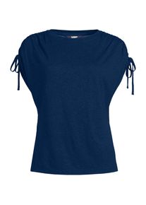 LANDS' END Leinenmix-Shirt mit geraffter Schulter f&uuml;r Damen, Damen, size: regular, Blau, Leinen/Viskose, by Lands' End