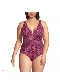 LANDS' END Badeanzug mit Ringdetail und V-Ausschnitt f&uuml;r Damen in Plus-Gr&ouml;&szlig;e, Damen, size: plus, Lila, Nylon-Mischung, by Lands' End