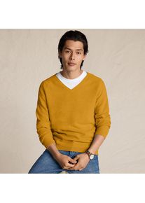 LANDS' END Baumwoll-Pullover mit Struktur und V-Ausschnitt f&uuml;r Herren, Herren, size: regular, Gelb, by Lands' End