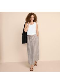 LANDS' END Leinen-Midirock f&uuml;r Damen, Damen, size: regular, Beige, Leinen, by Lands' End